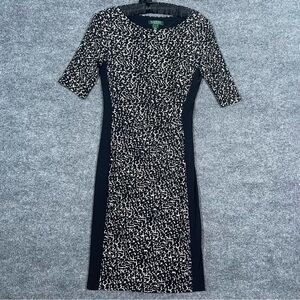 Lauren Ralph Lauren Womens 4 Cinched Waist Animal Print Sheath Career Midi Dress
